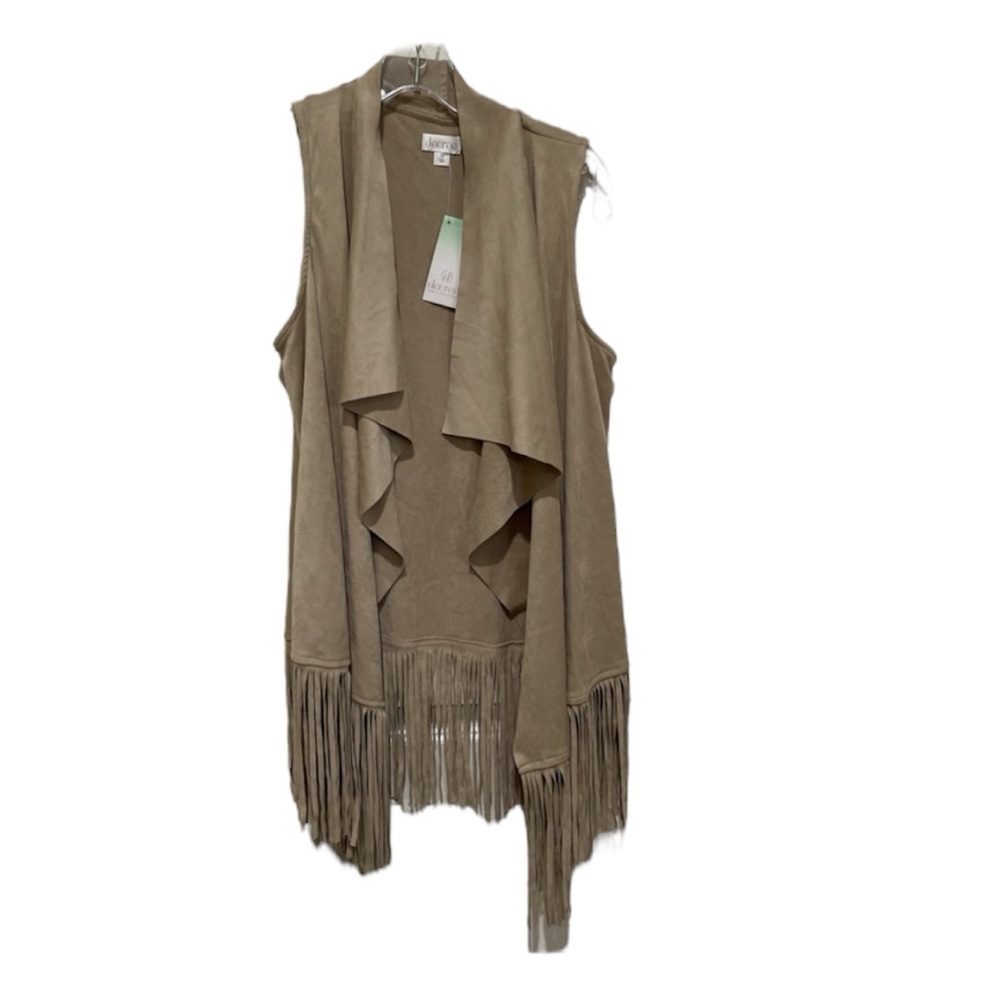 Decree Faux Suede Fringe Vest Tan Hippie Boho Western Festival Medium